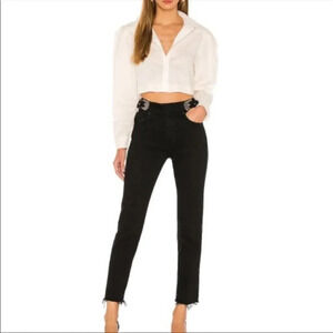 GRLFRND Jeans Women’s 24 Zoey Belted Crop Black Denim